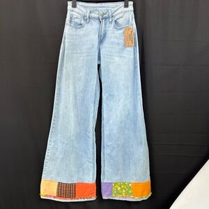 Patchwork Light Blue Jeans reimagined by “Jagged Threads”